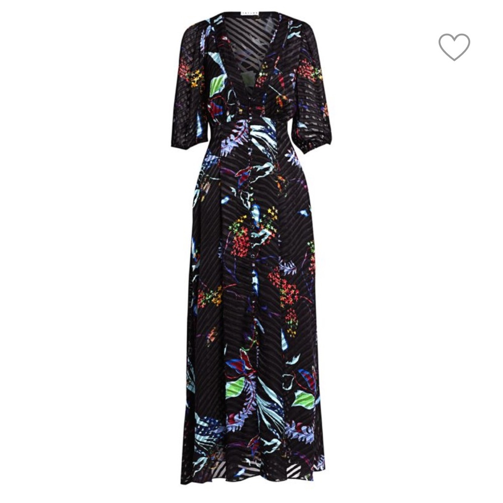 TANYA TAYLOR Ariela Burnout Striped Floral Stretch-Silk Maxi Dress WORN ONCE 4 - Picture 3 of 6